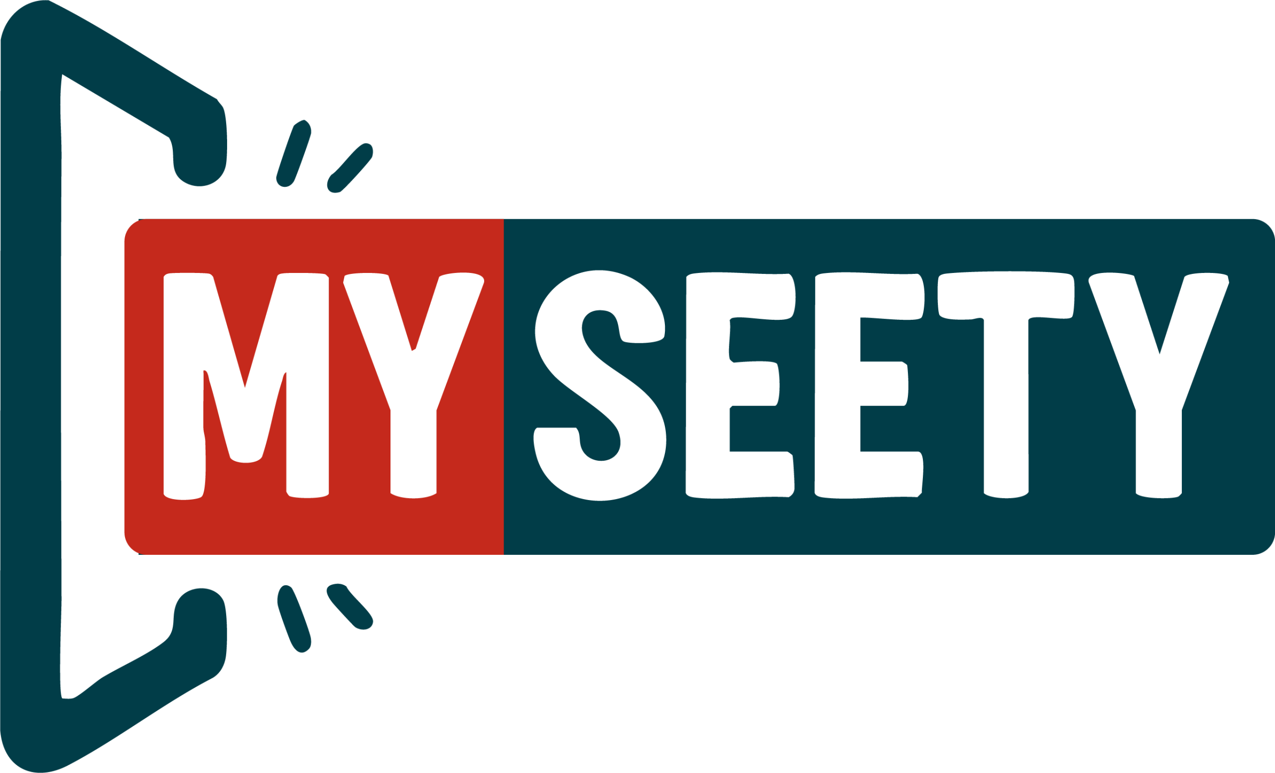 Logo Myseety rouge et bleu sur fond transparent