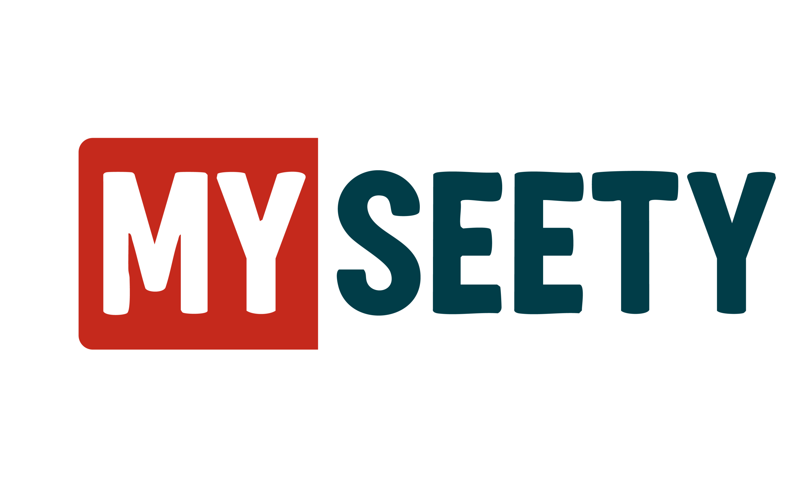 Logo Myseety rouge et bleu sur fond blanc