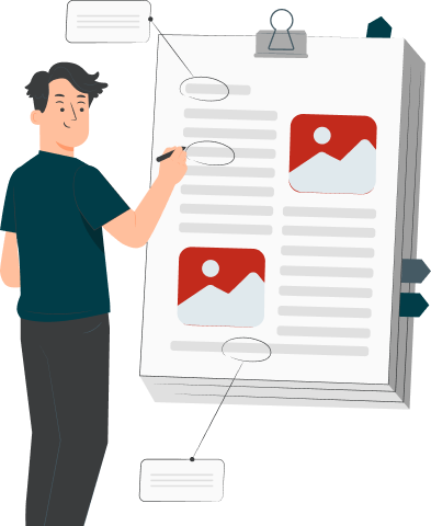 Illustration d'un homme remplissant un formulaire