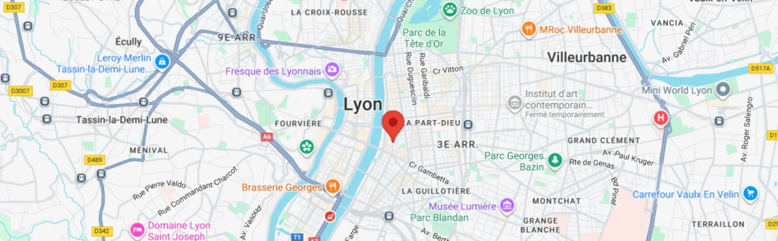 Carte de Lyon présentant l'emplacement de Myseety